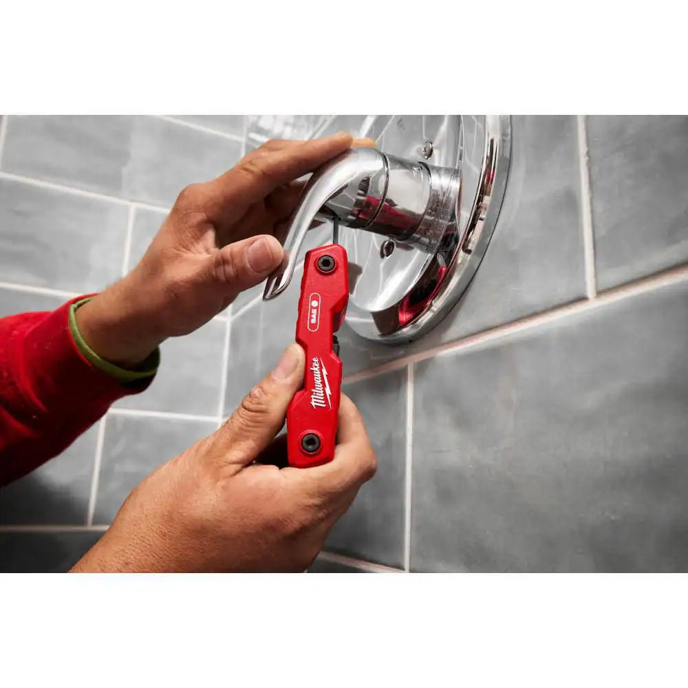 Folding SAE Hex Key (9-Piece) with Precision Screwdriver Set